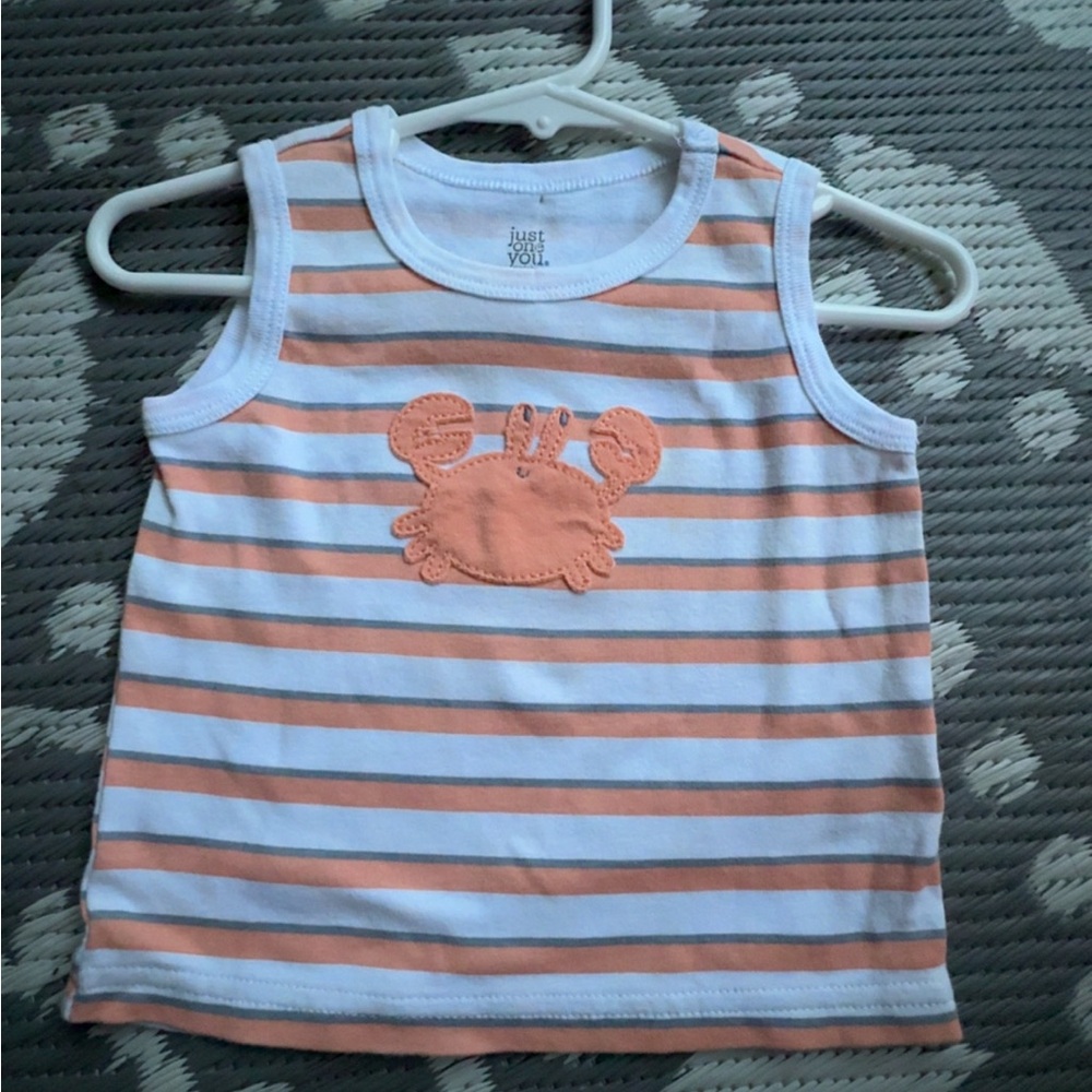 Orange and White Striped Crab Tank Top
